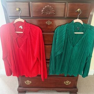 Elegant Red and Green Blouses